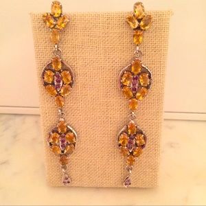 Citrine & Ruby Chandeliers in Sterling Sil…